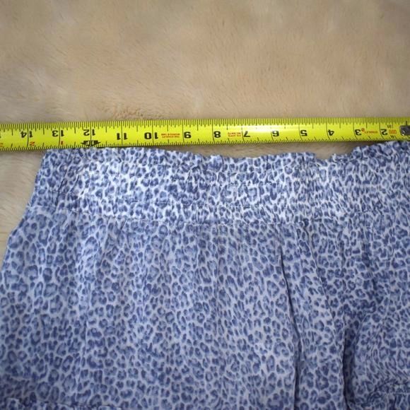 Olivaceous Blue Leopard Tiered Skirt L High Waist Flowy Stretch Boho Trendy - Picture 13 of 13